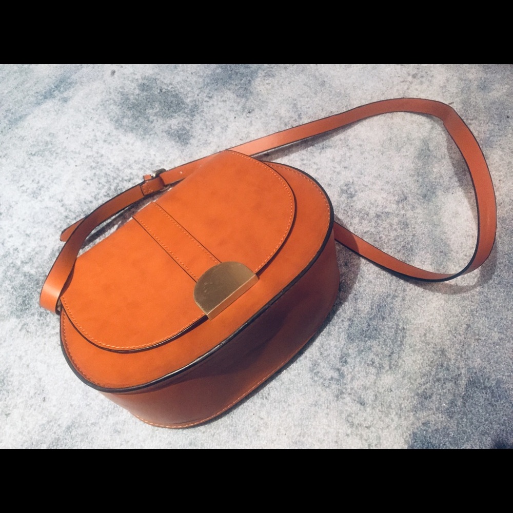 Zara Brown Leather Look Crossbody Shoulder Bag